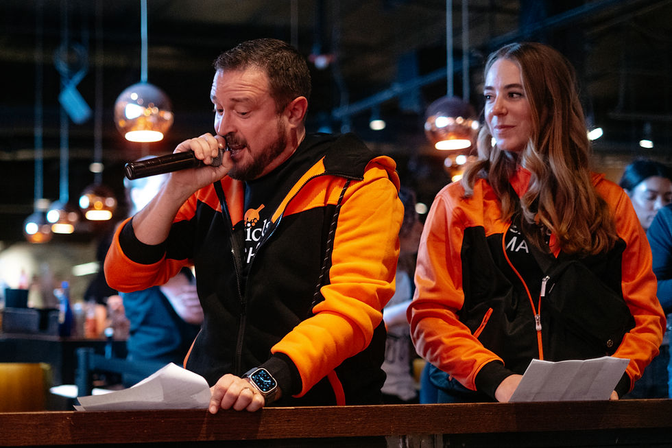 henricksen employees in a microphone