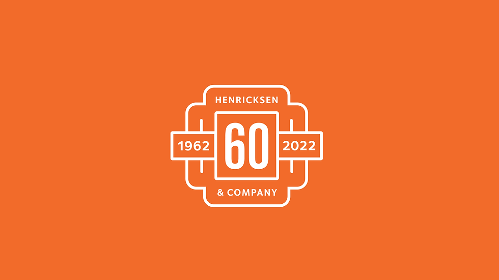 Logo commemorating Henricksen & Company's 60th anniversary, spanning from 1962 to 2022.
