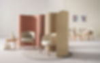 Flexible meeting space with acoustic partitions and comfortable seating, ideal for collaborative work or private conversations. Office design by Henricksen.